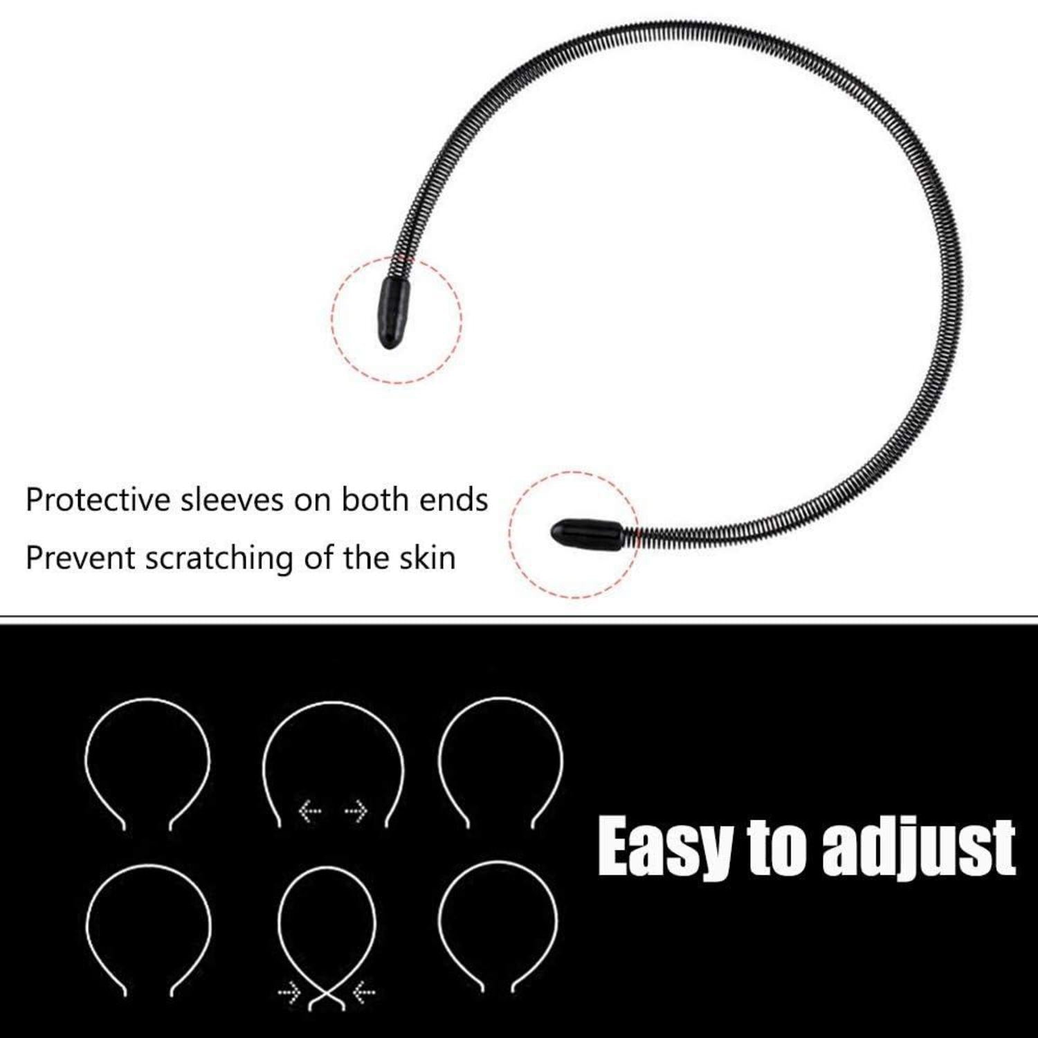 Schwarzes Metall Haarband Set, 5 Stück, Unisex, Haarreif, 90er Stil