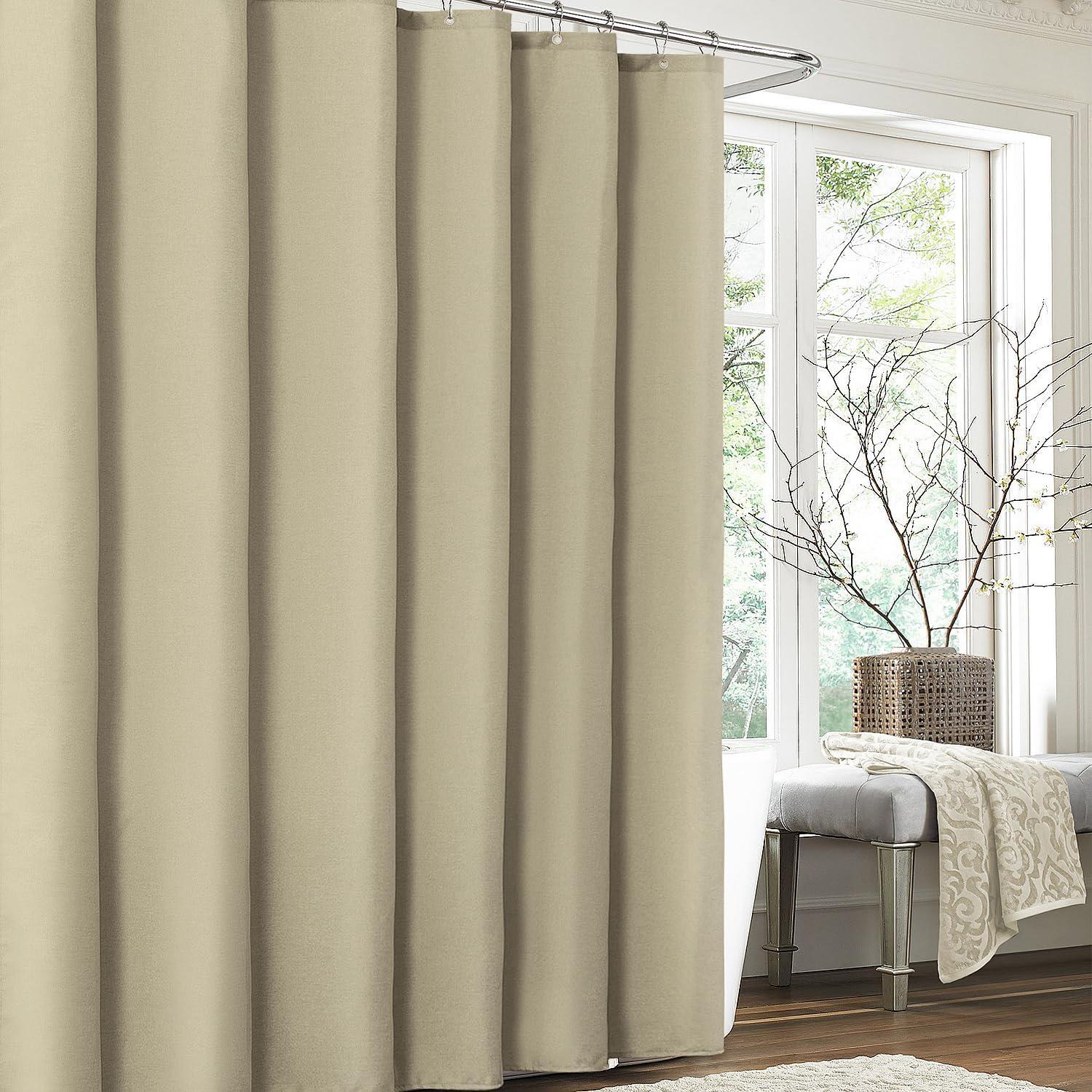 Leinen Duschvorhang 182x214cm Taupe Metallringe wasserdicht