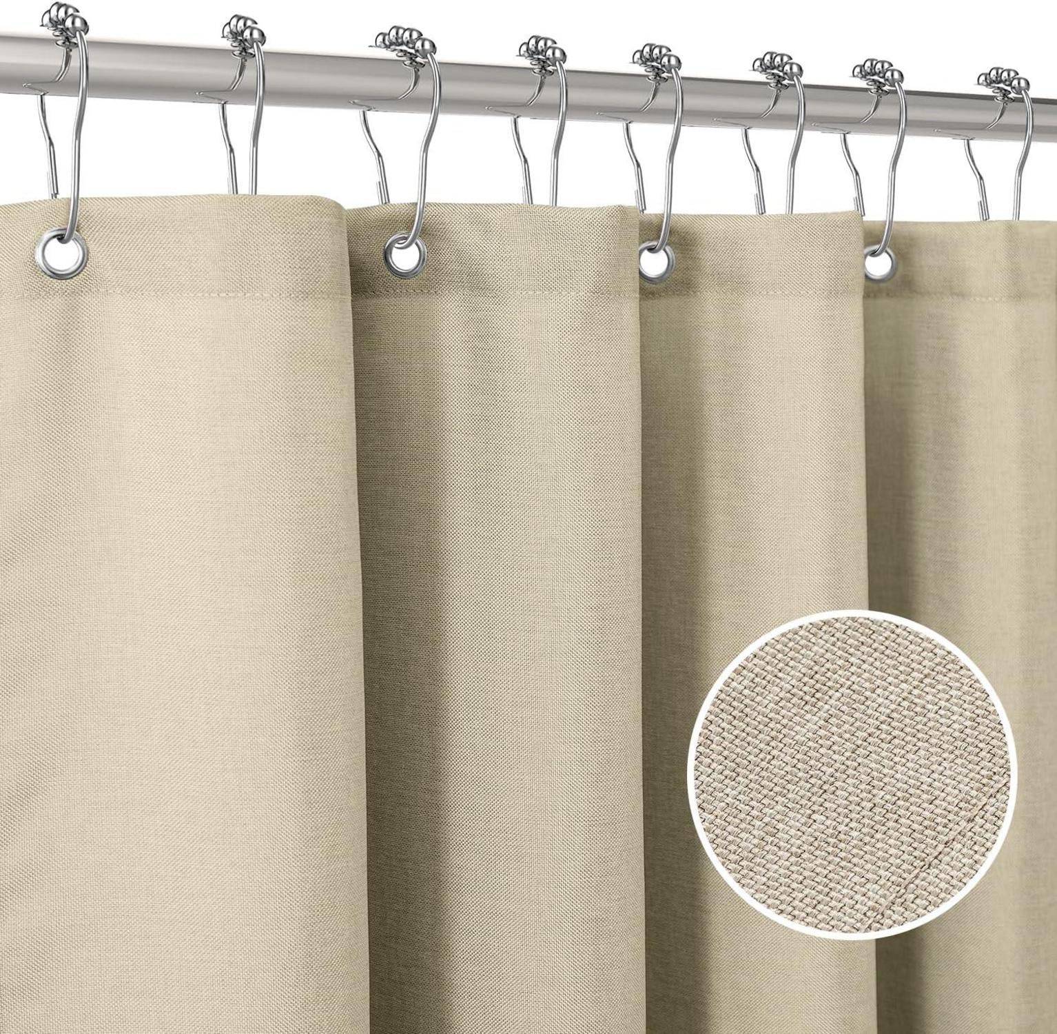 Duschvorhang Leinen mit Metall Duschvorhangringe wasserdicht 182x214cm Taupe