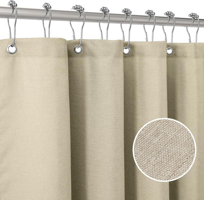 Duschvorhang Leinen mit Metall Duschvorhangringe wasserdicht 182x214cm Taupe