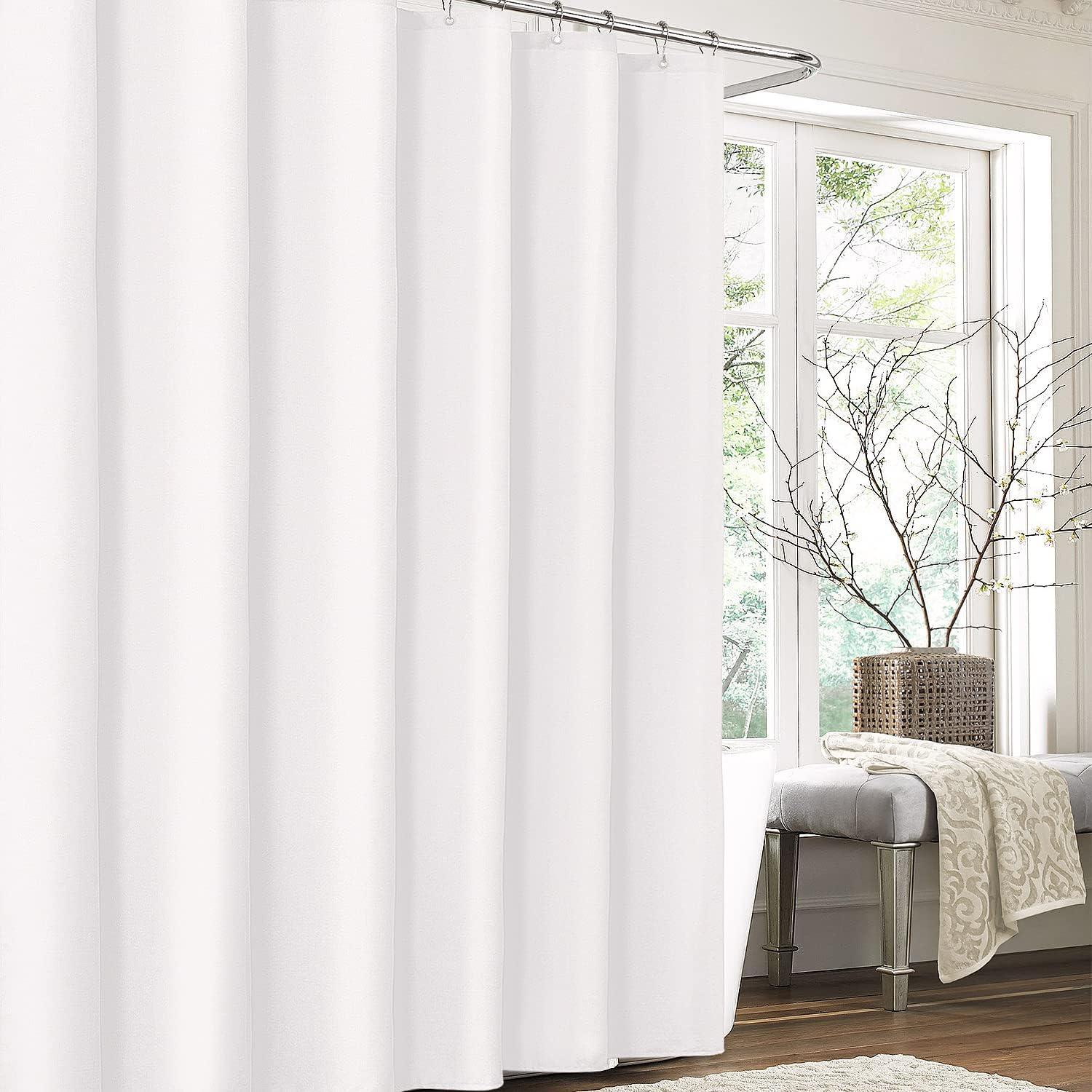 Leinen Duschvorhang Metallringe Anti Schimmel Textil 182x214 cm