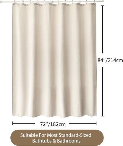 Duschvorhang Leinen mit Metall Duschvorhangringe 182x214cm Beige