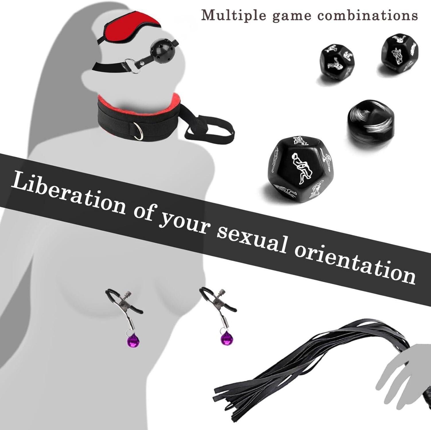 Bondageset BDSMAGE Fesseln Sexspielzeug 39-teilig SM Fesselset Paare Rot