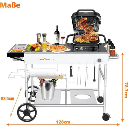 Grillwagen mit Arbeitsfläche und Gewürzbehältern