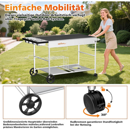 Grillwagen mit Arbeitsfläche und Gewürzbehältern