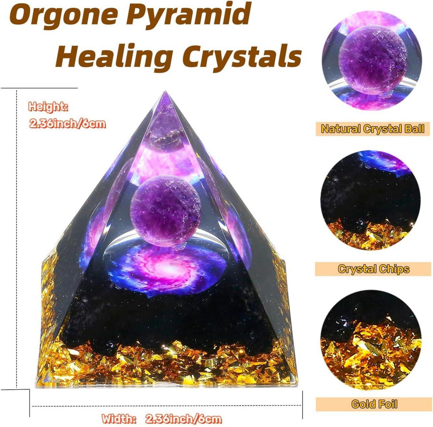 Groß Pyramide Edelsteine Kristalle Amethyst Schwarz Obsidian