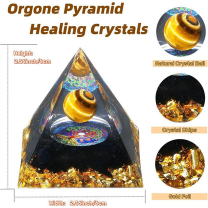 Heilkristall Pyramide Tigerauge Obsidian 2.4 Zoll