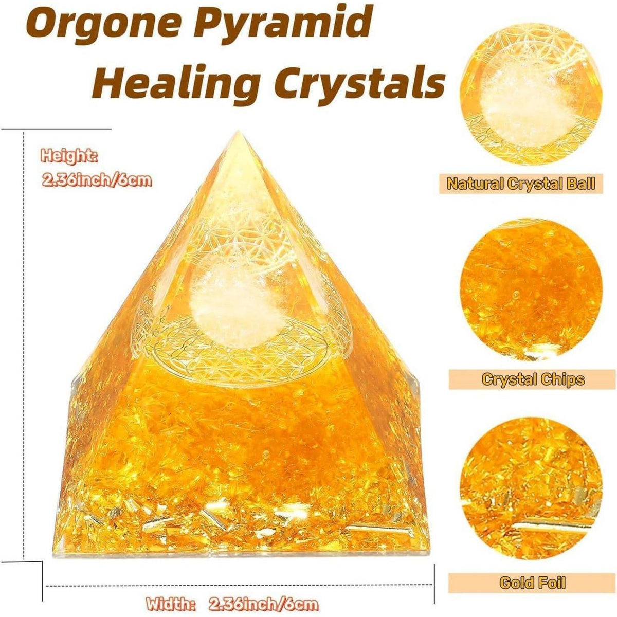 Citrin Pyramide Heilkristall 2,4 Zoll für Meditation & Wohlbefinden