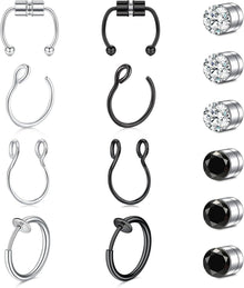 16G Fake Nasenpiercing Magnet Septum Piercing Schwarz Chirurgenstahl