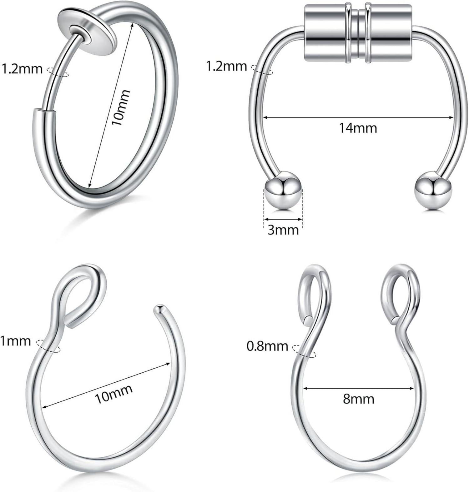 16G Fake Nasenpiercing Magnet Septum Piercing Schwarz Chirurgenstahl