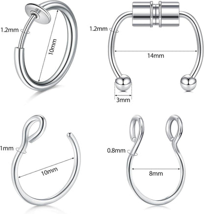 16G Fake Nasenpiercing Magnet Septum Piercing Schwarz Chirurgenstahl