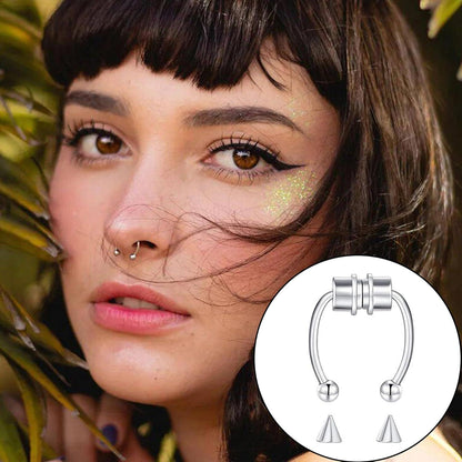 16G Fake Septum Nasenpiercing Magnet Schwarz Chirurgenstahl Clip Reifen