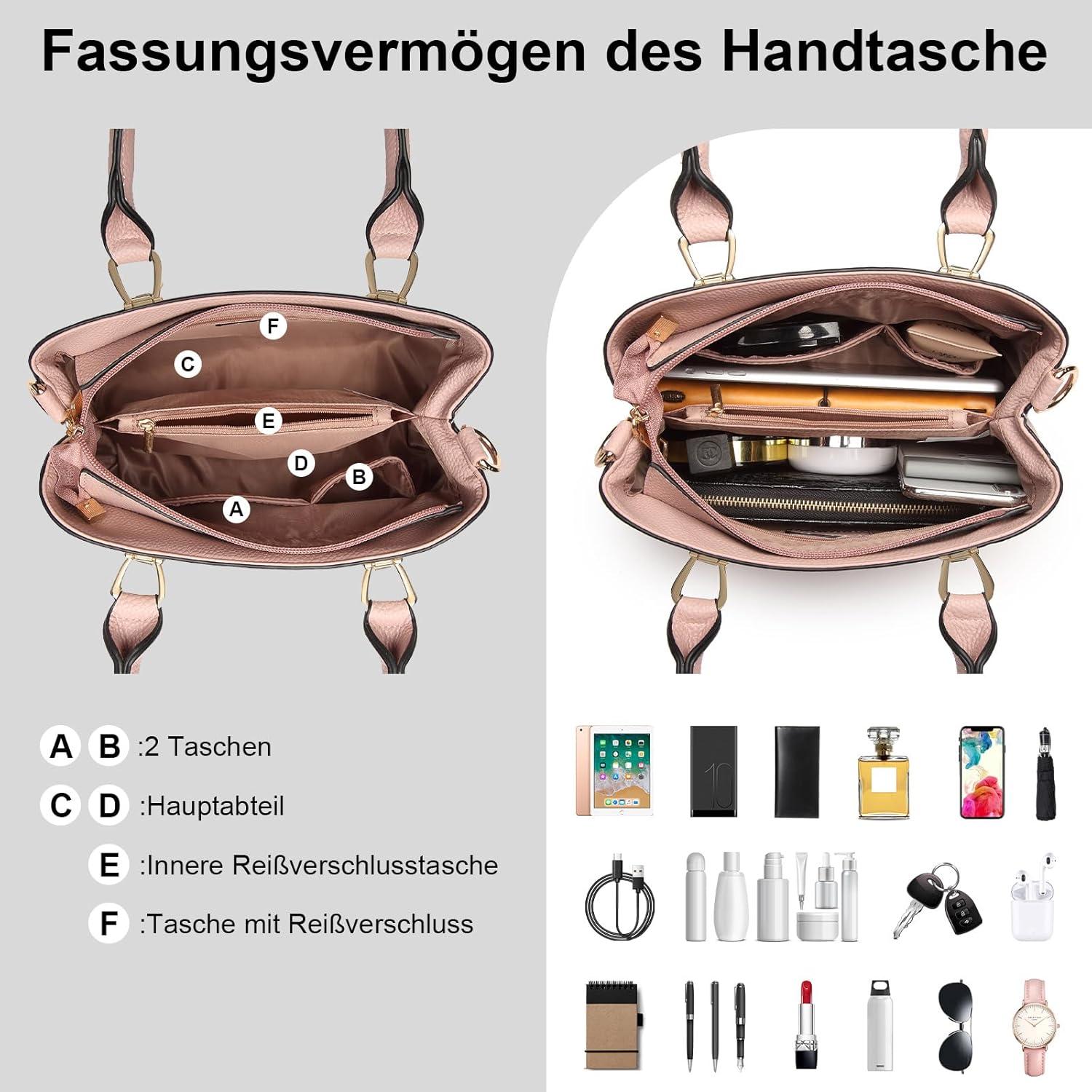 Moderne Miss Lulu PU-Leder Handtasche Damen Mittelgroß Schwarz