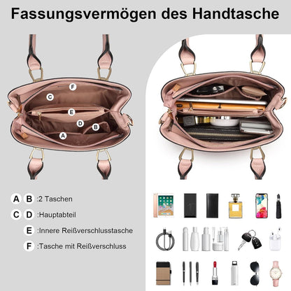 Moderne Miss Lulu PU-Leder Handtasche Damen Mittelgroß Schwarz