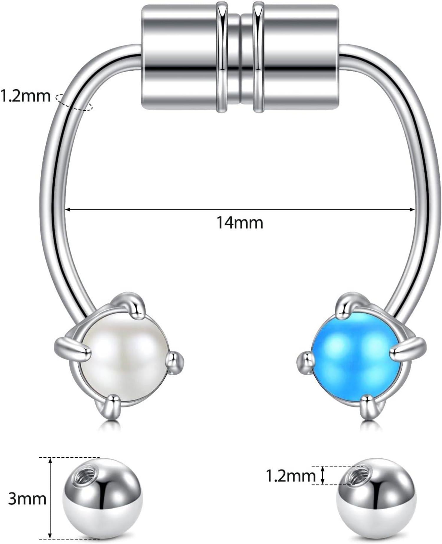 16G Fake Septum Nasenpiercing Magnet Schwarz Chirurgenstahl Clip