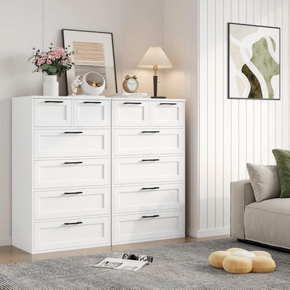 Weiße Kommode mit 6 Schubladen – Schlafzimmer Sideboard Holz Modern