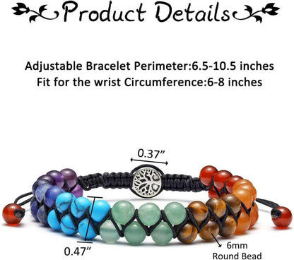 7 Chakra Armband Lebensbaum Edelstein Doppelschicht Yoga Armreif