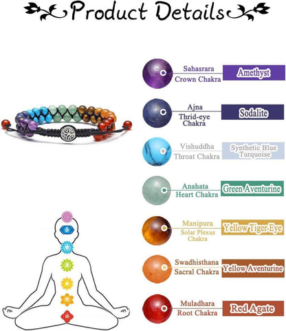 Chakra Armband lebensbaum Edelstein Doppelschicht geflochten Yoga