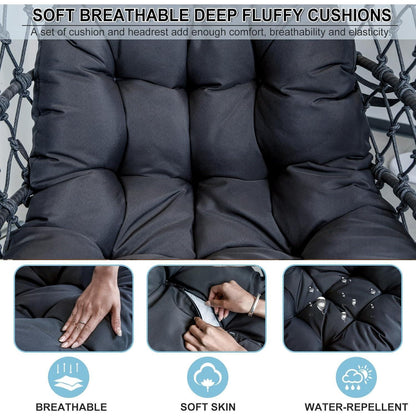 Hängesessel Polyrattan Outdoor Indoor mit Gestell & Kissen