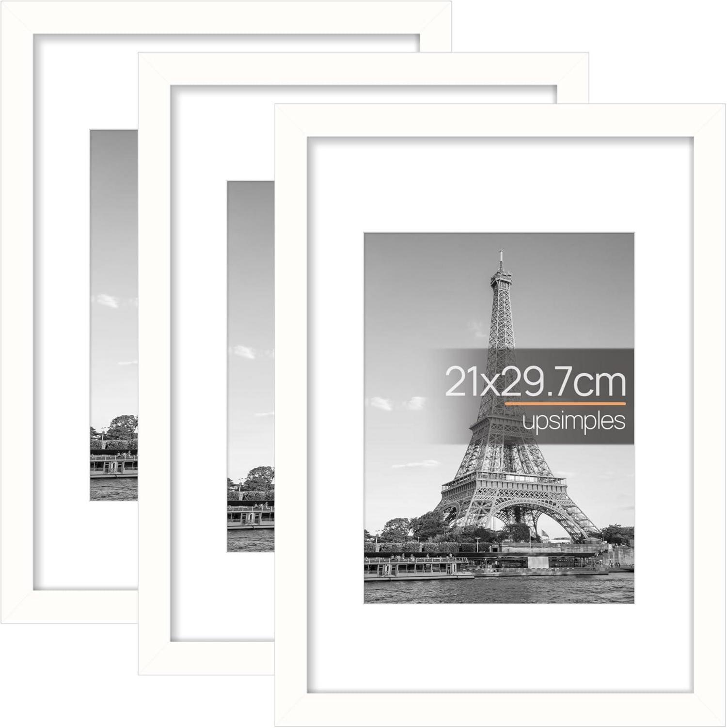 3er Set Bilderrahmen A4 Weiß für Fotos Poster Kinderzeichnungen