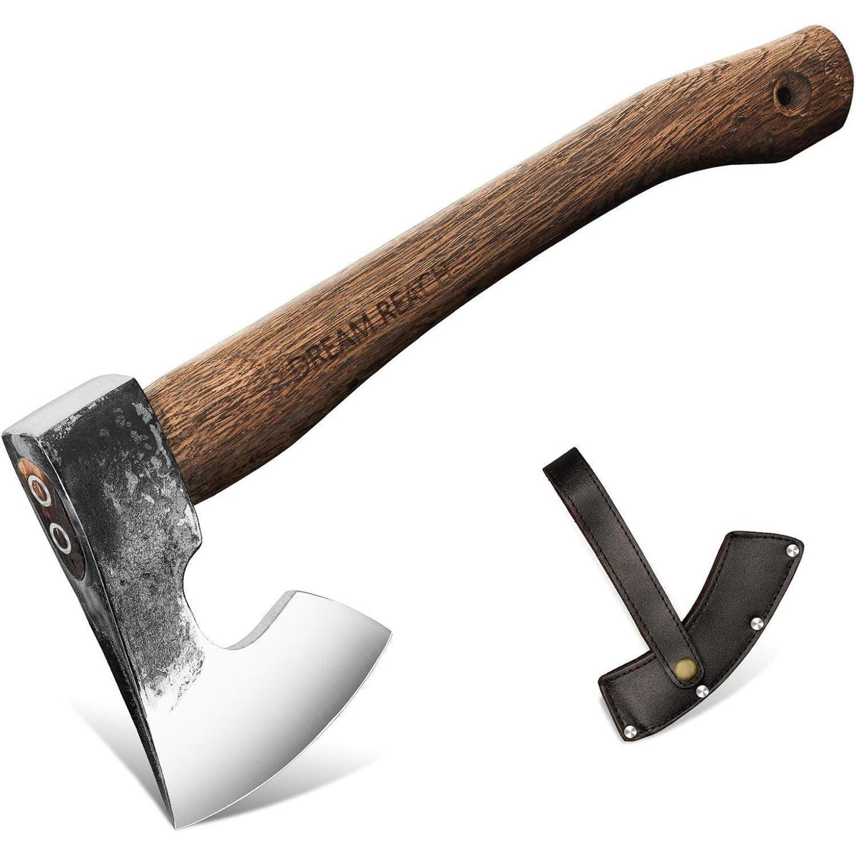 Handgeschmiedete Wikinger Axt mit Lederscheide, Outdoor Survival Werkzeug