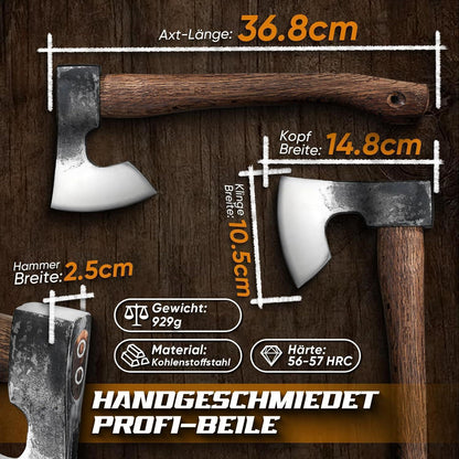 Handgeschmiedete Wikinger Axt mit Lederscheide, Outdoor Survival Werkzeug