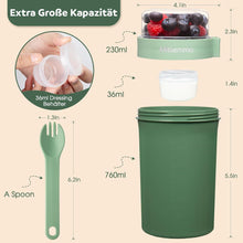 Müslibecher to Go 760ml+230ml Joghurtbecher Löffel-Grün