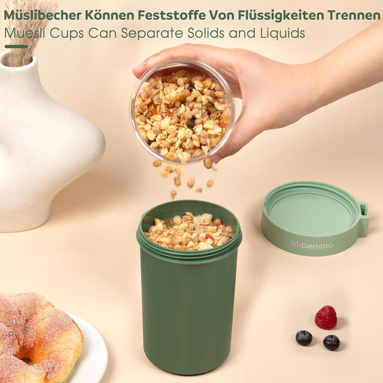 Müslibecher to Go 760ml+230ml Joghurt Becher Löffel Müslischale