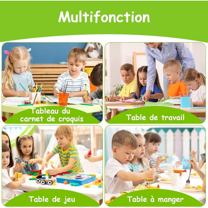 Kindertisch mit 6 Stühlen, höhenverstellbar, Grau