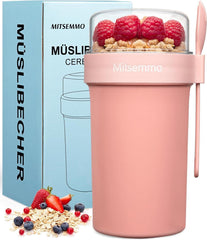 Müslibecher to Go 760ml Joghurtbecher mit Löffel & Deckel