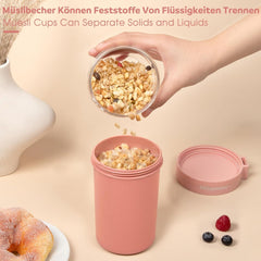 Müslibecher to Go 760ml Joghurtbecher mit Löffel & Deckel