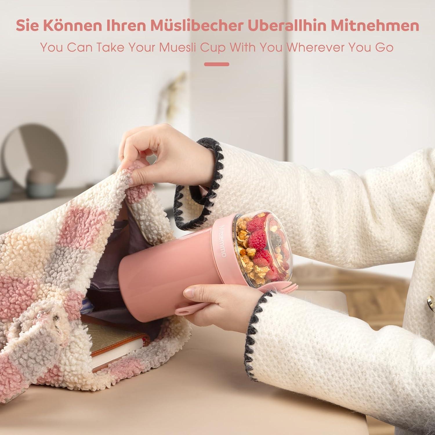 Müslibecher to Go 760ml+230ml Joghurtbecher mit Löffel Müslidose Becher