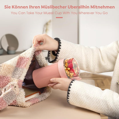 Müslibecher to Go 760ml+230ml Joghurtbecher mit Löffel Müslidose Becher