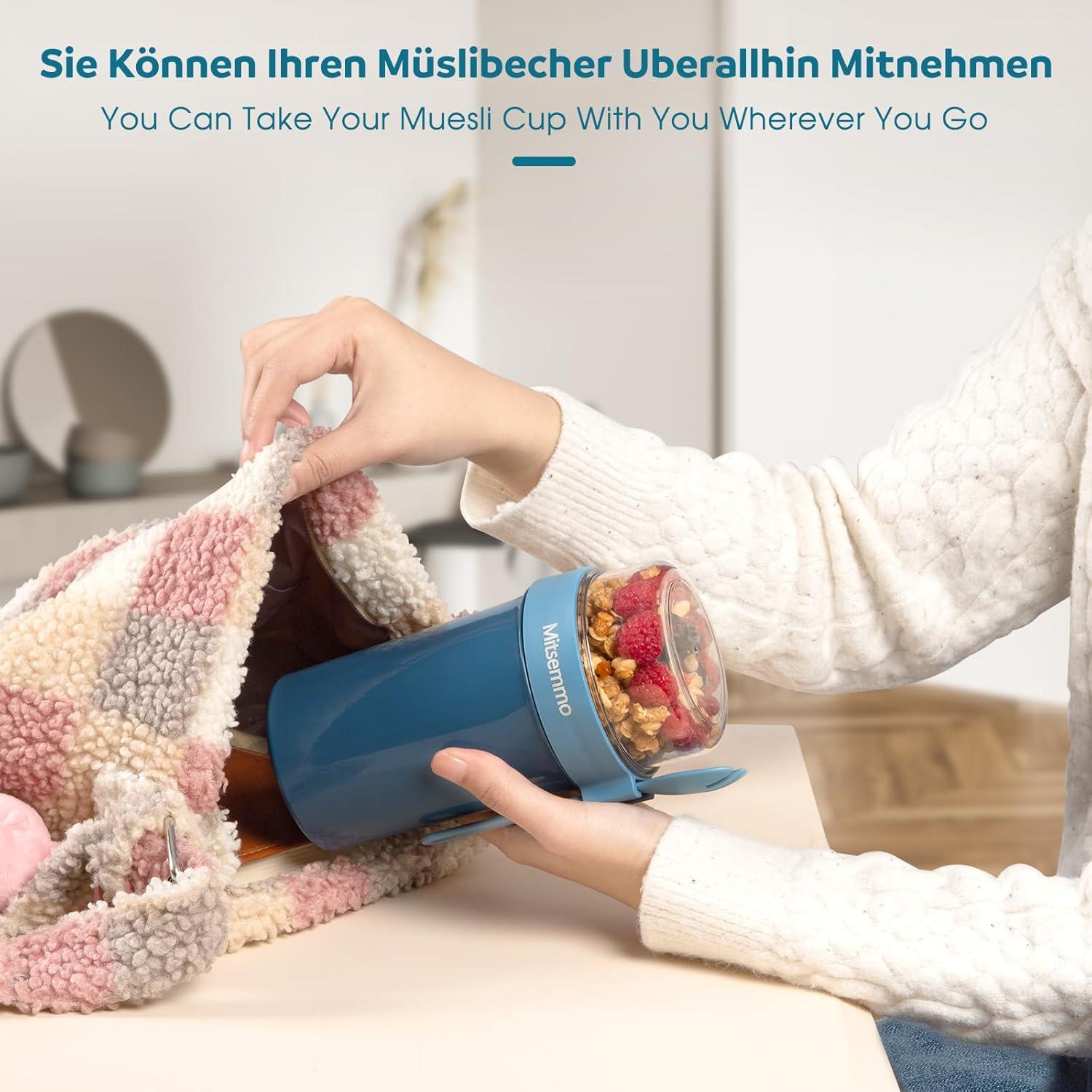 Müslibecher to Go 760ml Joghurtbecher Kinder Löffel Müsli Cup Cornflakes Müslibox