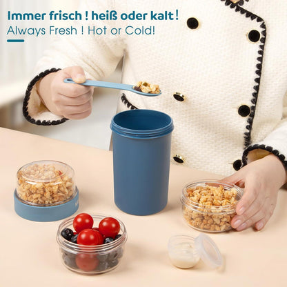 Müslibecher Joghurtbecher to Go Kinder Löffel Müsli Cup Cornflakes Blau