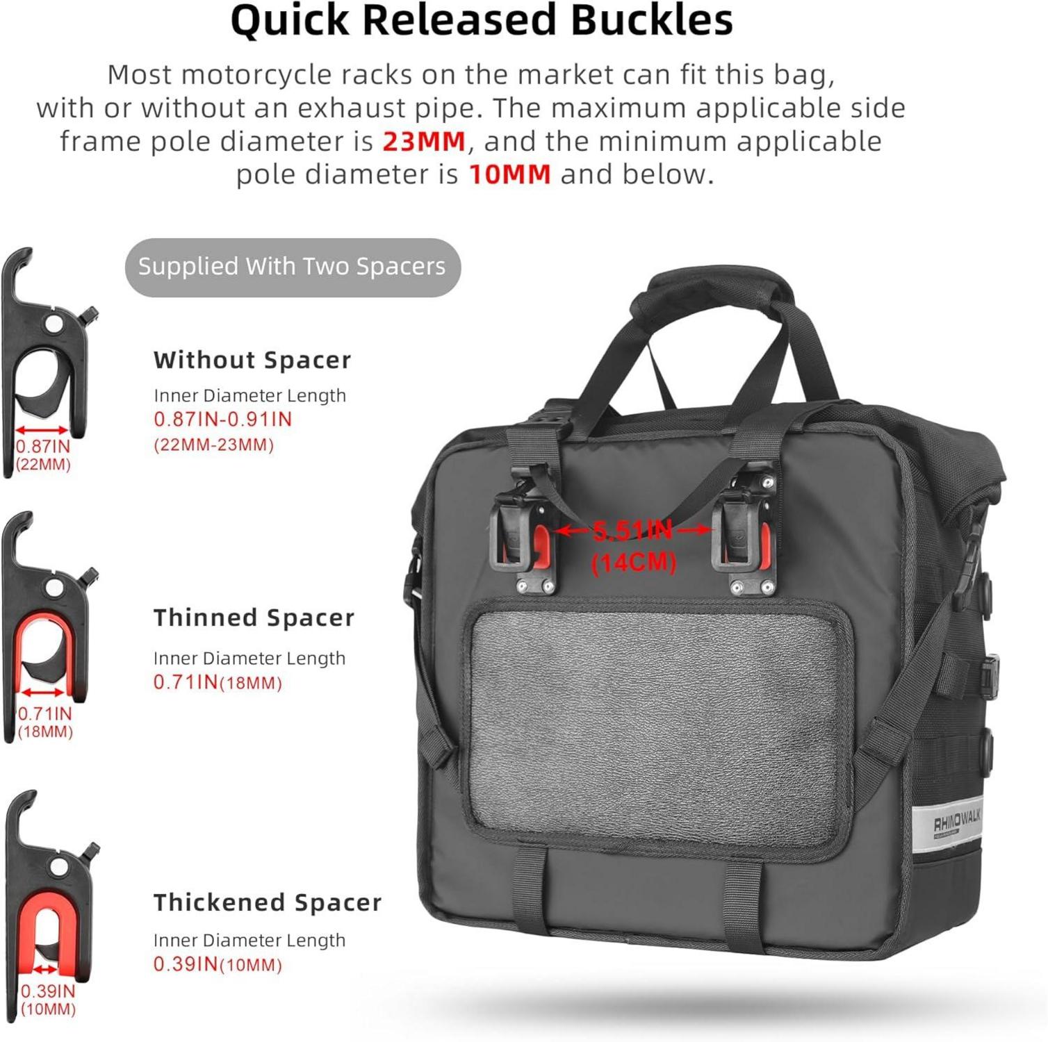 Motorrad Gepäckträgertasche Satteltasche Wasserdicht 50L