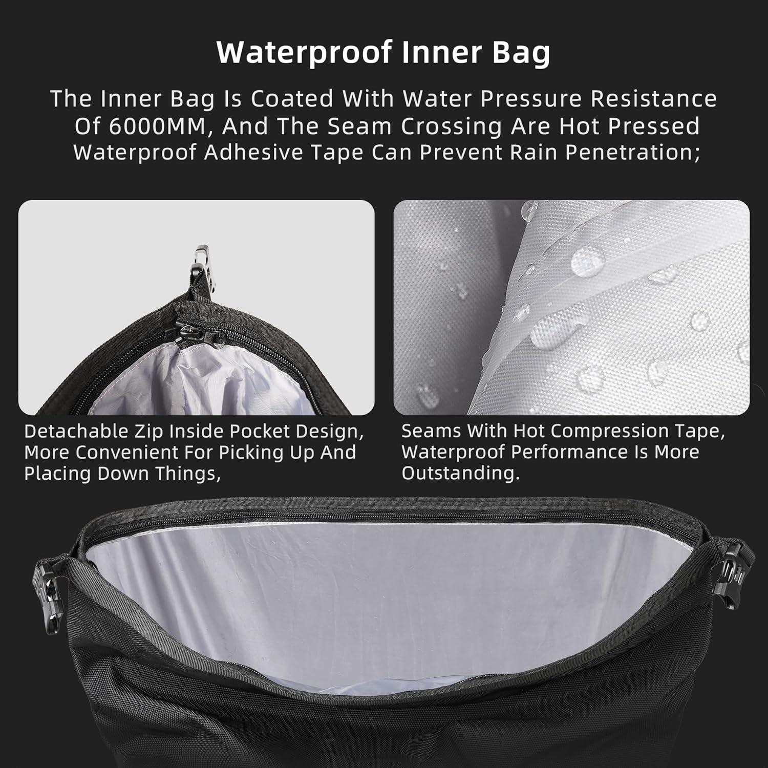 Motorrad Gepäckträgertasche Satteltasche 25L Wasserdicht Schwarz