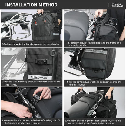 Motorrad Gepäckträgertasche Satteltasche 25L Wasserdicht Schwarz