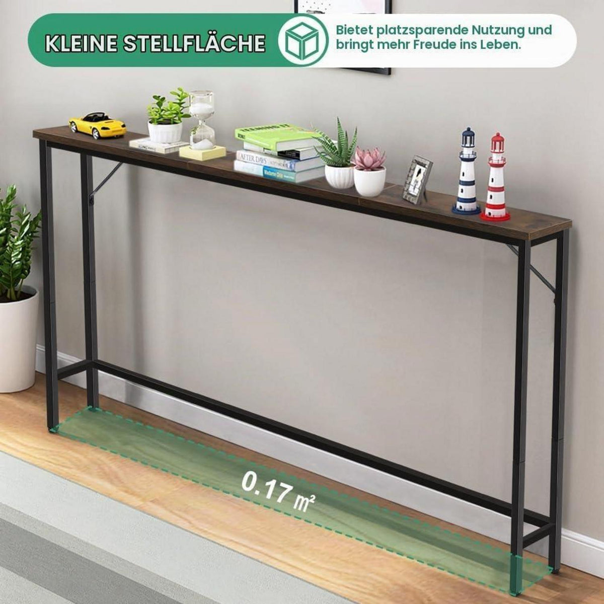 Schmaler Konsolentisch rustikales Braun – Flur & Wohnzimmer