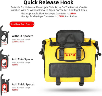 Motorrad Gepäckträgertasche Satteltasche 15L Wasserdicht Schwarz