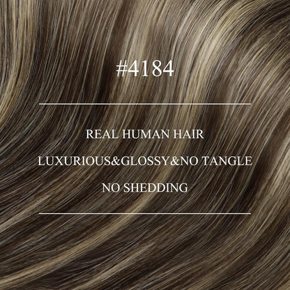 Echthaar Nano Ring Extensions Dunkelbraun Ombre Aschblond 45cm