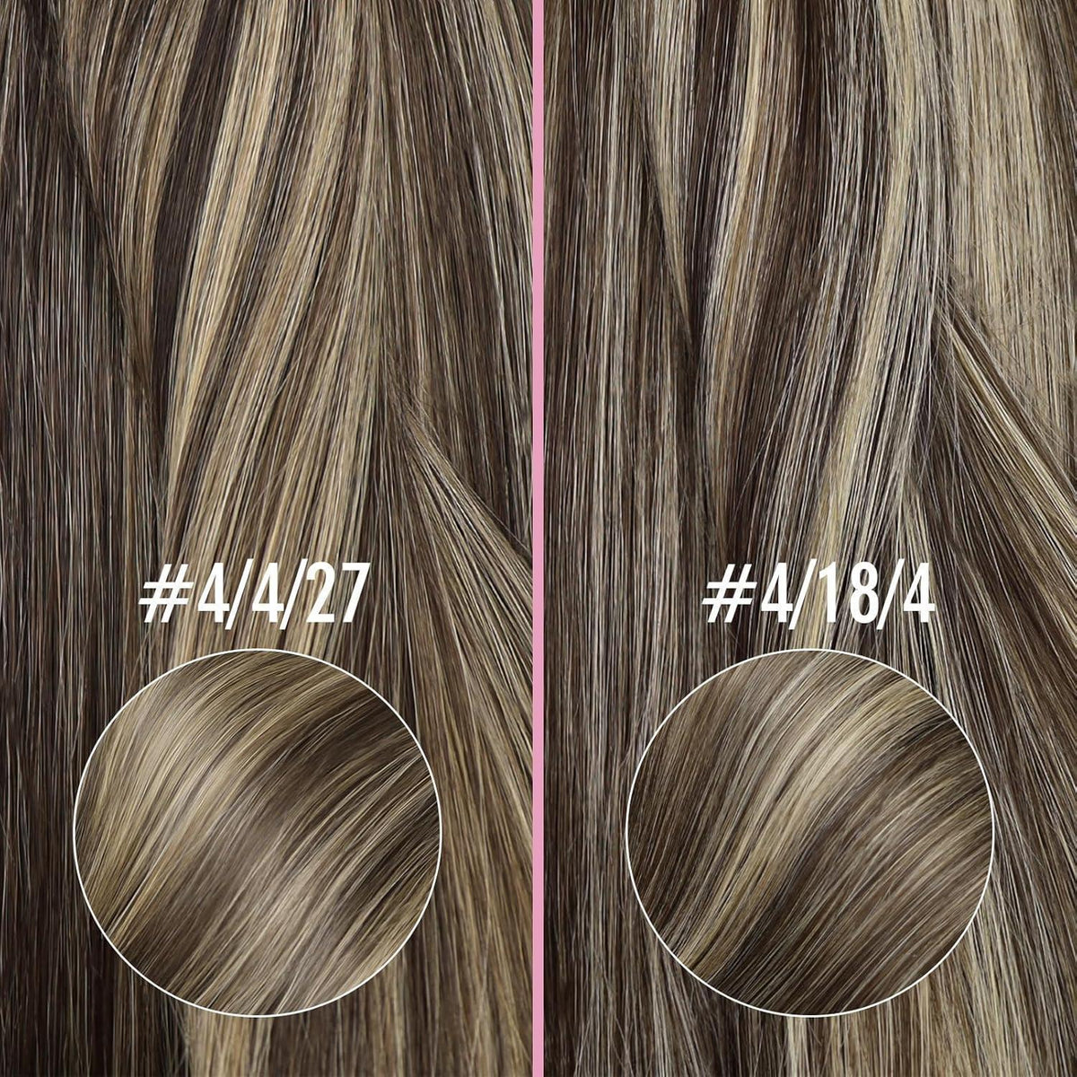 Echthaar Nano Ring Extensions Dunkelbraun Ombre Aschblond 45cm