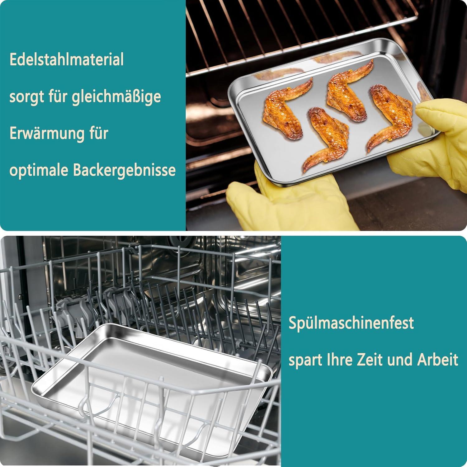 Mini Edelstahl Backblech Rechteckig 23,7x17,7x2,5cm Spülmaschinenfest