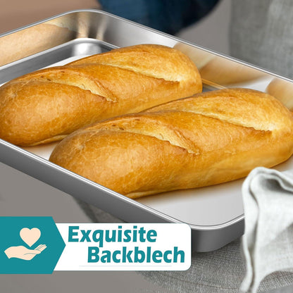 Edelstahl Mini Backblech Rechteckig Ofenblech Kuchenblech 23,7x17,7x2,5cm