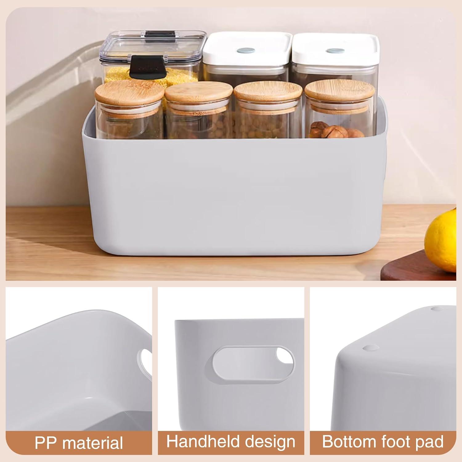 Aufbewahrungsboxen Grau Kunststoff mit Griff 10er Set 30x20x12cm