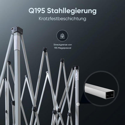 Quictent Pavillon 3x3m Blau Wasserdicht UV-Schutz 50+ Pop-Up Festzelt