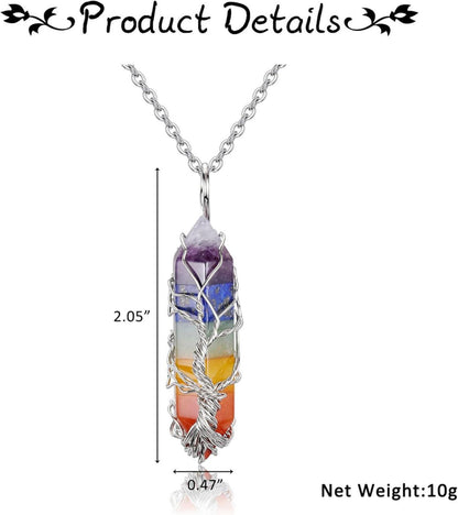 Edelstein 7 Chakra Heilsteine Kette Lebensbaum Anhänger Halskette