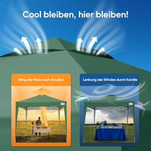 Quictent 3x3m Faltpavillon Wasserdicht UV-Schutz 50+ Grün