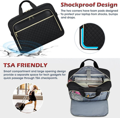 Laptoptasche 15,6 Zoll Damen Business Notebook Wasserdicht Schwarz
