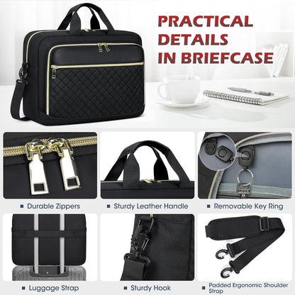 Laptoptasche 15,6 Zoll Damen Business Notebook Schwarz
